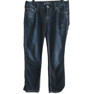 Silver Women's Frances Capri Size Blue Denim stretch Jeans Size W30